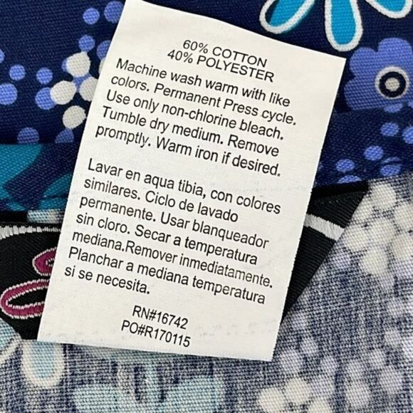 Sierra Women's Blue Pink Floral Scrub Top Large NWT nurse office periwinkle vet - Picture 8 of 8